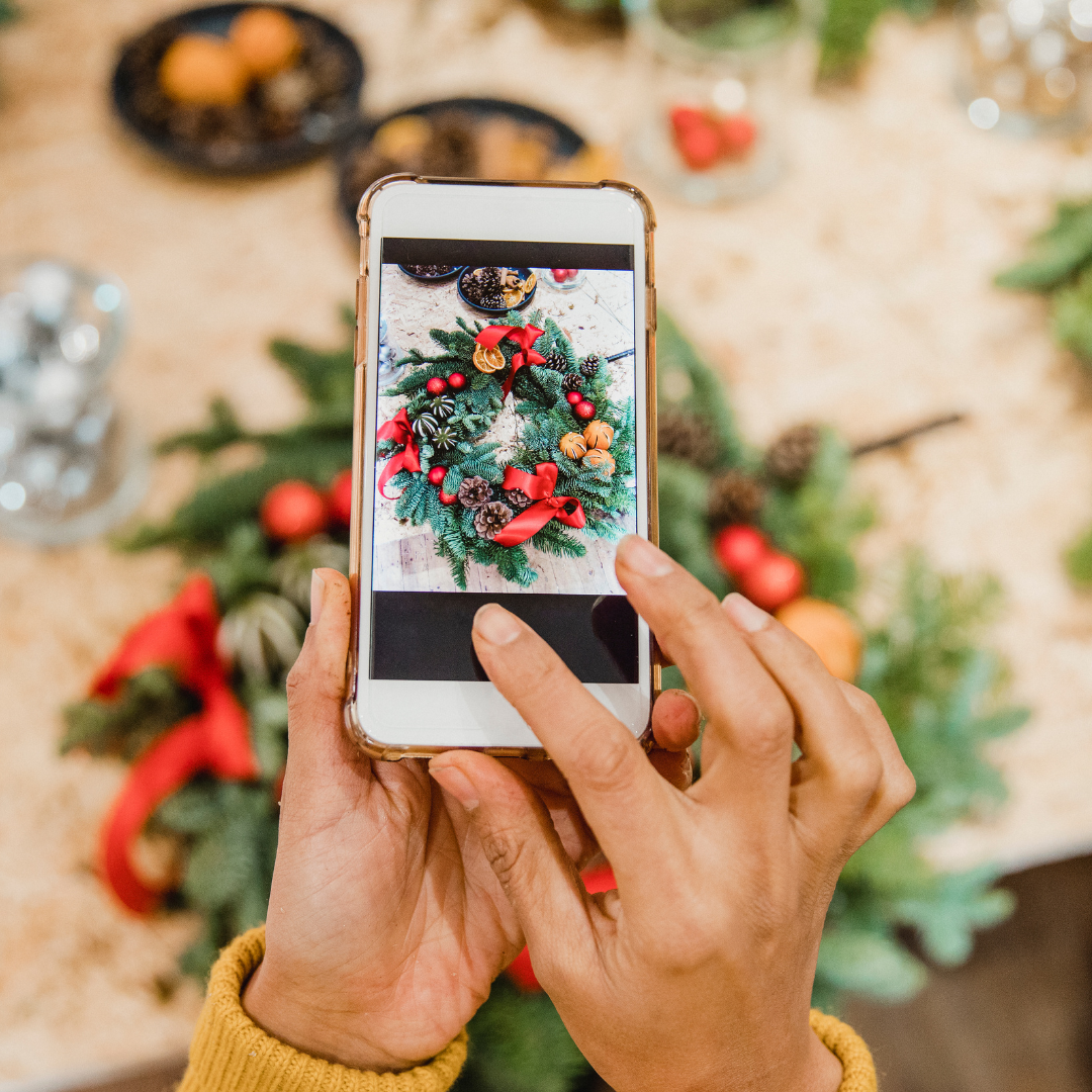 taking picture of a flower arrangement