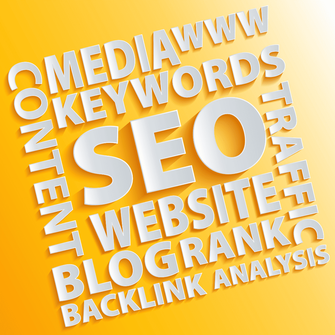 word cloud of the components of bigcommerce seo