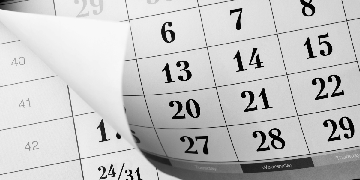 pages of a black and white calendar to denote the bigcommerce date picker (plugin)