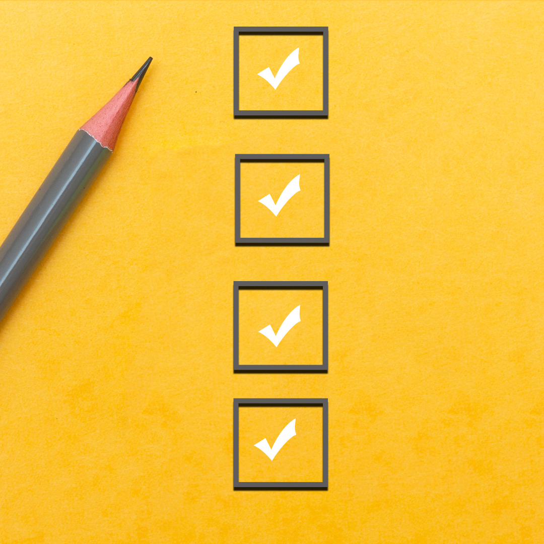 The BigCommerce SEO checklist is denoted by four checkboxes with checks against a yellow background
