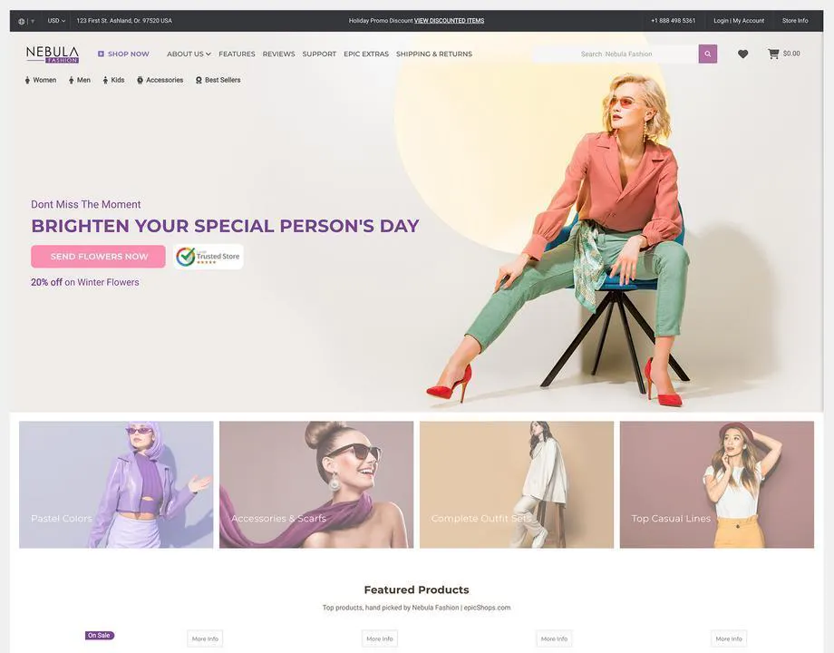 Nebula Fashion, one of several stunning Epic BigCommerce themes