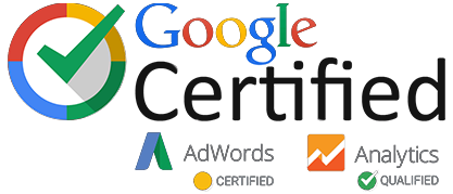 Google Certified badge with AdWords Certified and Analytics Qualified icons. Google Certified badge with AdWords Certified and Analytics Qualified icons.