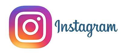 Instagram logo: gradient rounded square with white camera icon, next to the blue script Instagram wordmark.