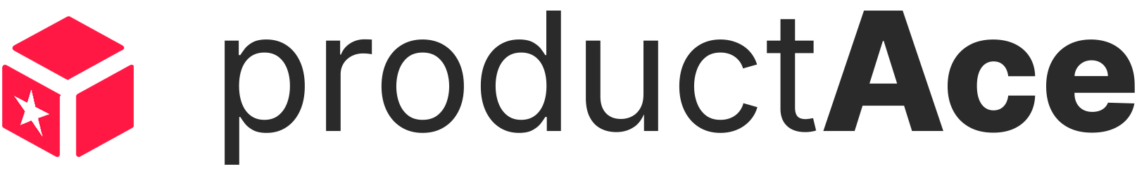 productAce logo: red cube icon with white star on left, bold black wordmark “productAce” to the right. productAce logo: red cube icon with white star on left, bold black wordmark “productAce” to the right.