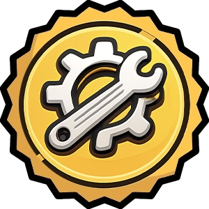 Gold circular badge with a thumbs-up icon symbolizing approval, quality, or positive feedback.